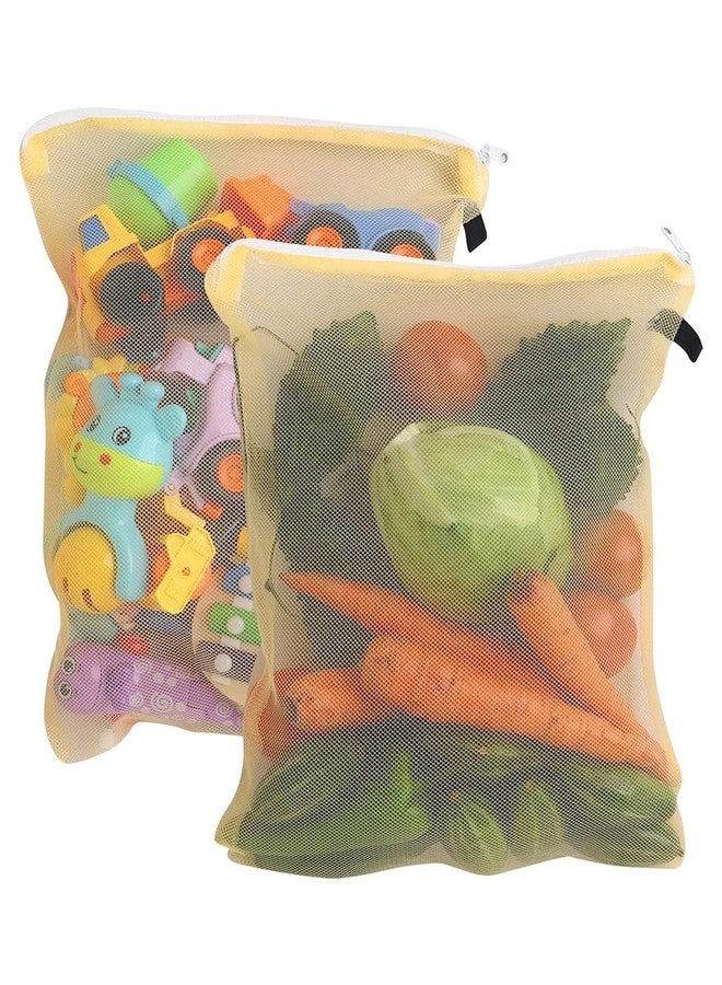 EIO أكياس تخزين الخضراوات والفواكه الصديقة للبيئة من إي أو آي أو، قابلة لإعادة الاستخدام، مصنوعة من شبكة، مناسبة للثلاجة، وأكياس تخزين خضراوات وفواكه قابلة للغسل وإعادة الاستخدام مع سحاب (عبوة من 6 أكياس). - Image 3